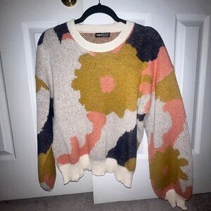 SHEIN Multicolor Floral Crew Neck Sweater
